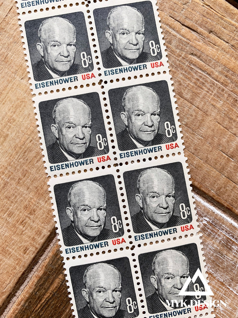 Dwight D. Eisenhower Block of 20 U.S. Postage Stamps | Face Value 8 Cents | 1971 | Scott 1394