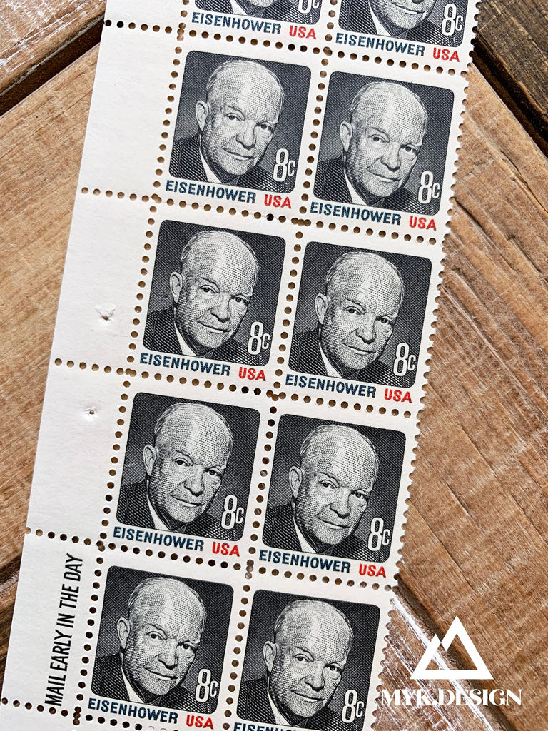 Dwight D. Eisenhower Block of 20 U.S. Postage Stamps | Face Value 8 Cents | 1971 | Scott 1394