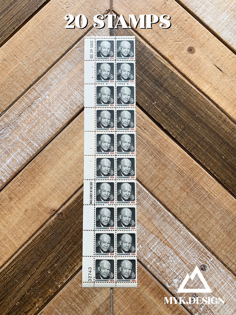 Dwight D. Eisenhower Block of 20 U.S. Postage Stamps | Face Value 8 Cents | 1971 | Scott 1394